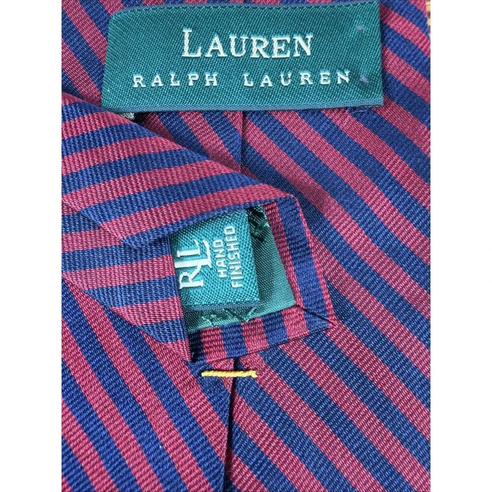 Lauren Ralph Lauren Tie MEN'S Red Blue Geometric USA Vintage Classic Office Work